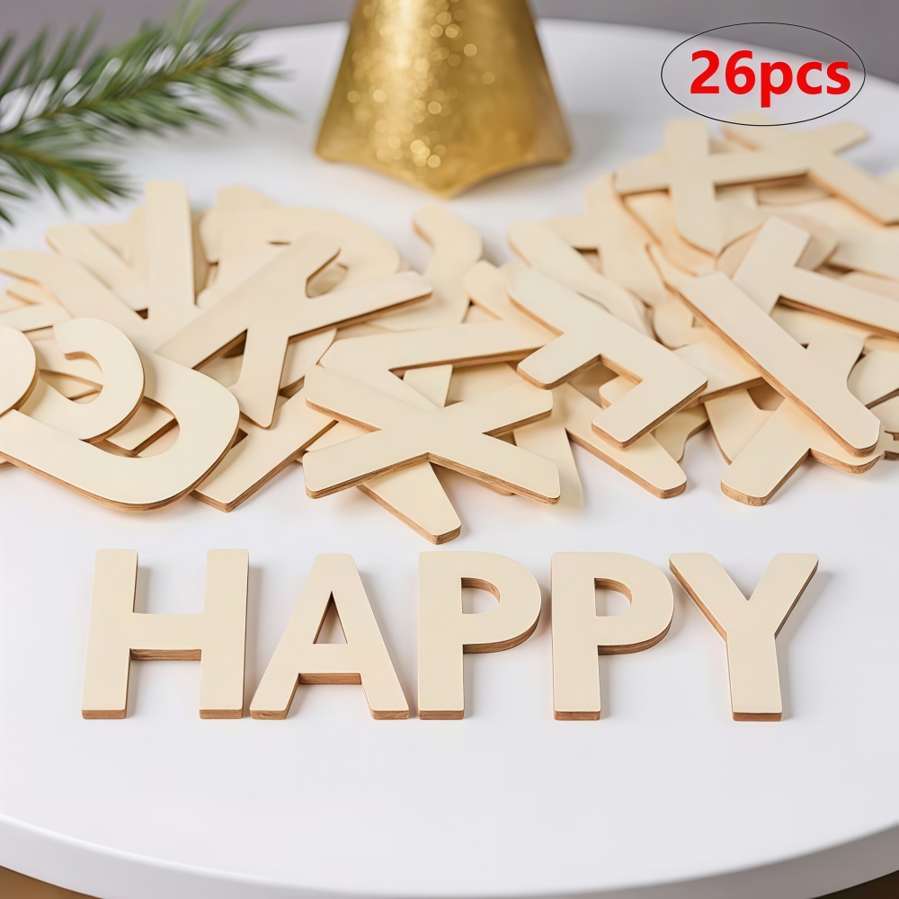 Wooden Letter Sign - 26 Letras de Madeira Personalizáveis, Letras
