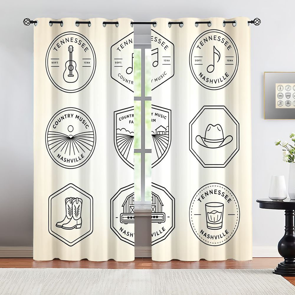 Home Decor White - Cortinas com tema de música country