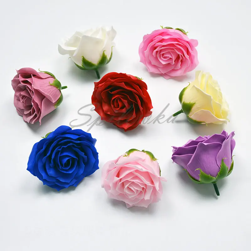Home Decor Halloween - Spilewka-Artificial Roses Flores Cabeças, 7cm, 6-Layer,
