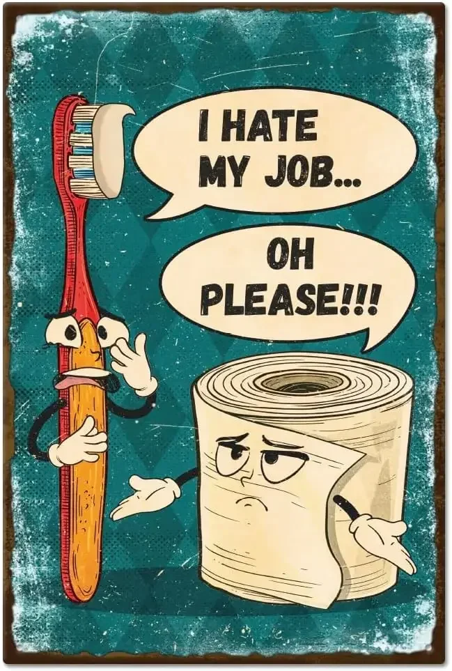 Home Decor Jobs - Placa de Metal Vintage com Humor