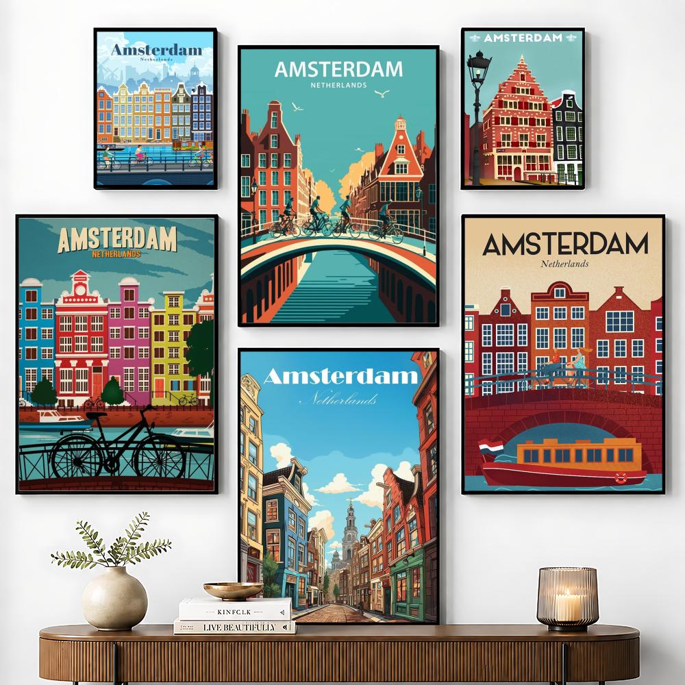 Home Decor Netherlands - Pôster de Amsterdã, Países Baixos, adesivo