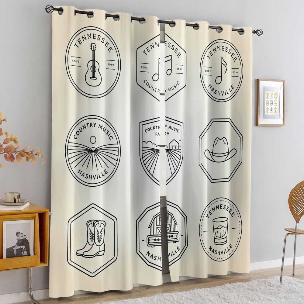 Cortinas com tema de música co - Home Decor White avaliação e preço