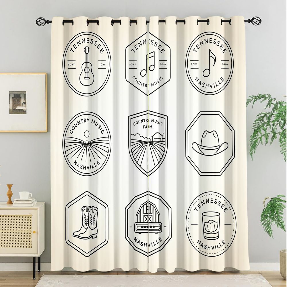 Cortinas com tema de música co - Home Decor White avaliação e preço