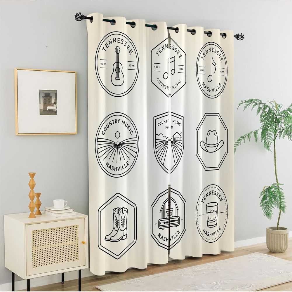 Cortinas com tema de música co - Home Decor White avaliação e preço