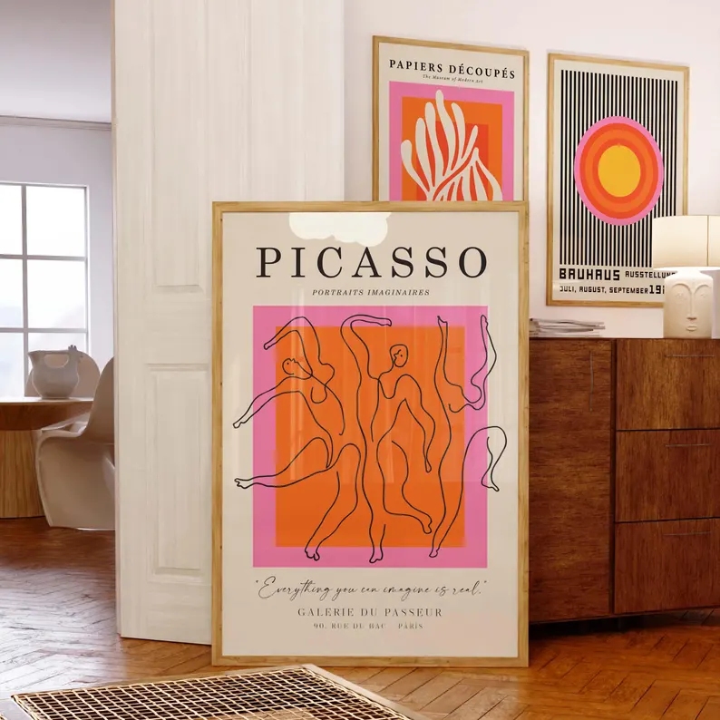 3 peças de arte moderna laranj - Home Decor On Wall avaliação e preço