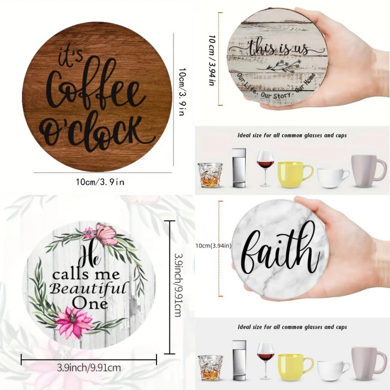 6 Peças de Porta-Copos de Mesa - Wooden Letter Sign avaliação e preço