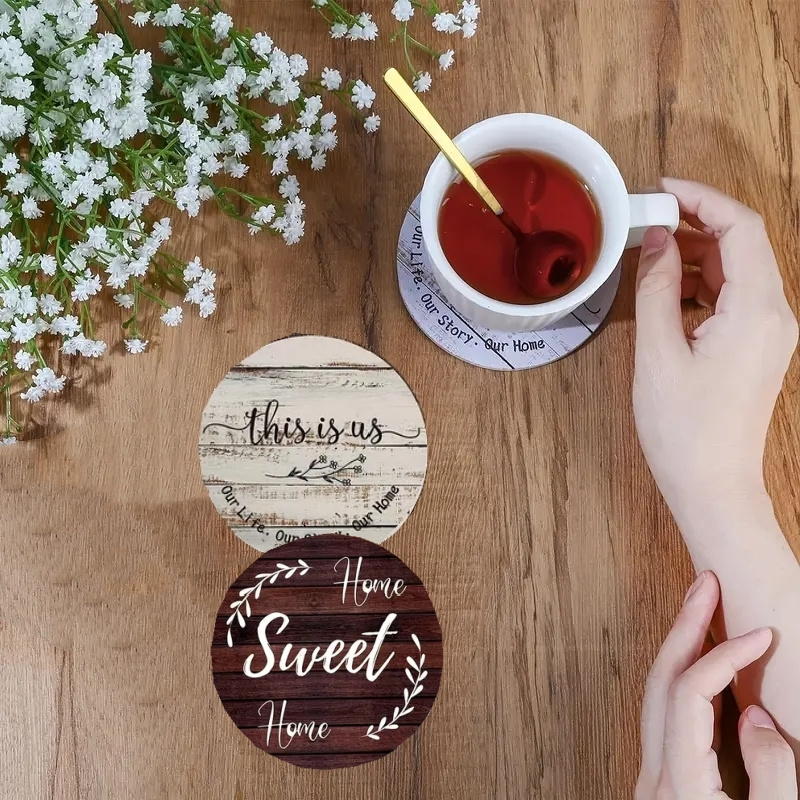 6 Peças de Porta-Copos de Mesa - Wooden Letter Sign avaliação e preço