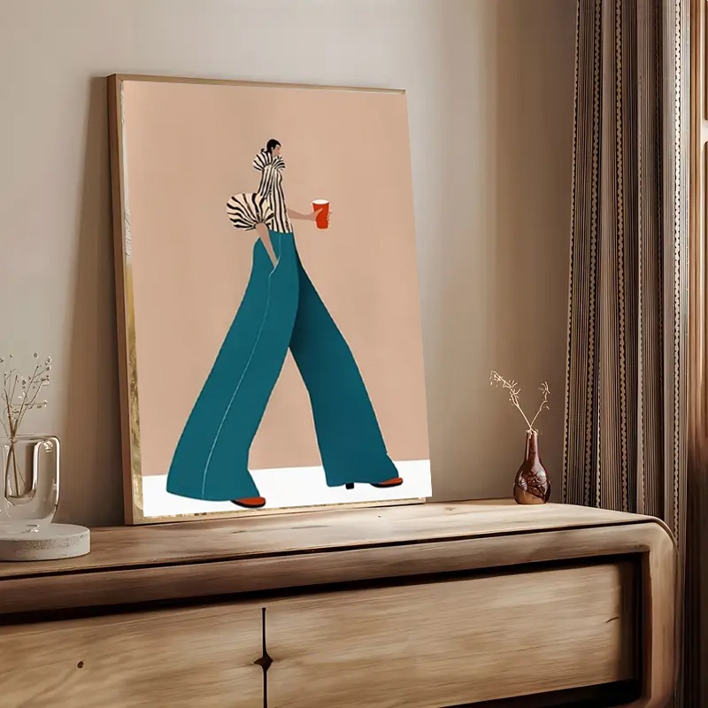Moda azul calças mulher poster - Home Decor Niche avaliação e preço