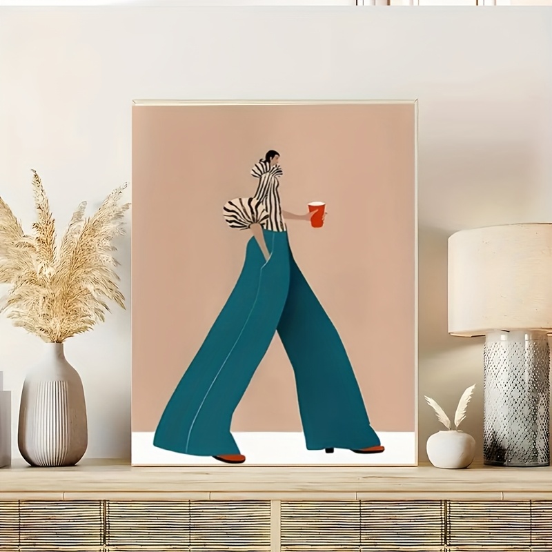 Moda azul calças mulher poster - Home Decor Niche avaliação e preço